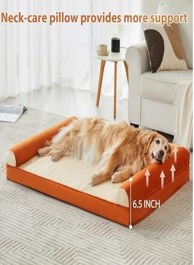 gorgeous Dog Beds Memory Foam Large Bed Waterproof Layer for Labrador, Bulldog, Retriever, Poodle, Large Breed Dogbed (Orange, 47x29x4) - Image 2